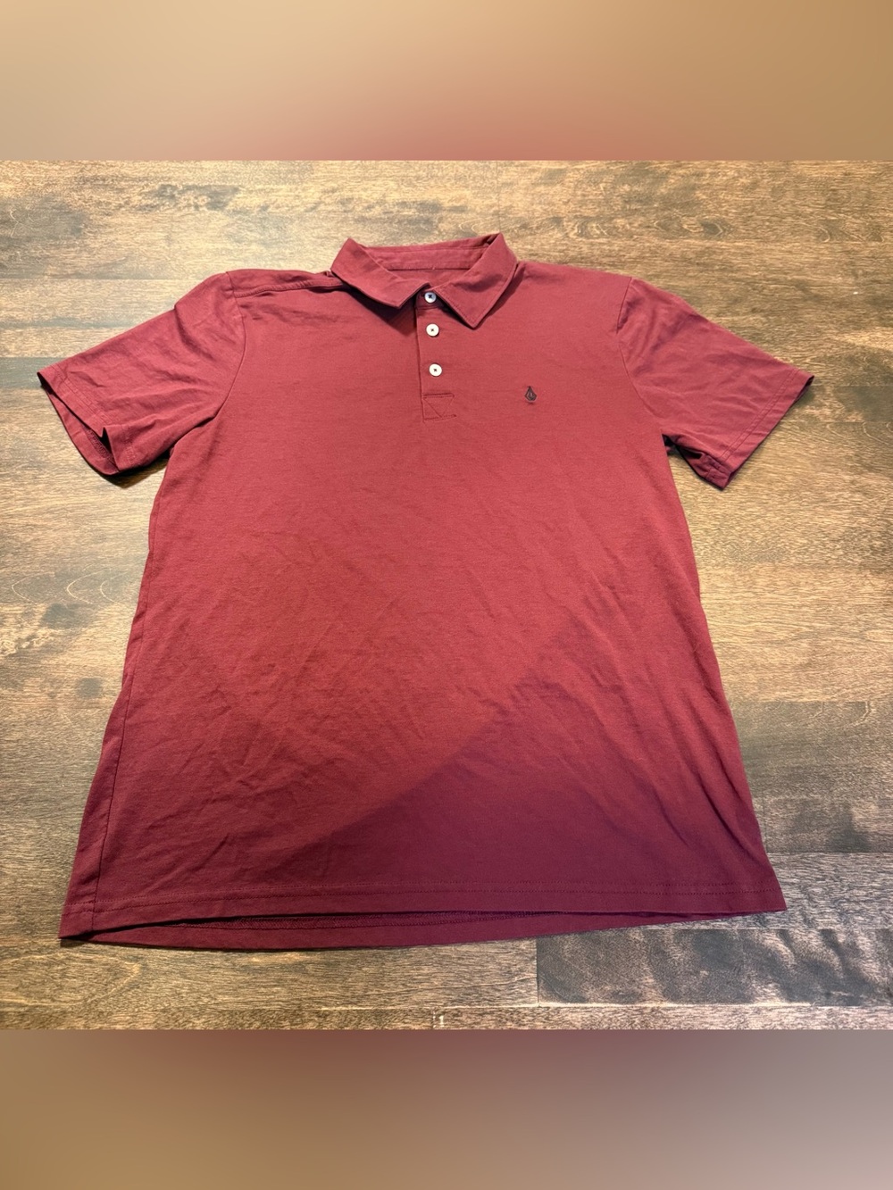 Volcom Men's Polo in Deep Burgundy Red Short Sleeve